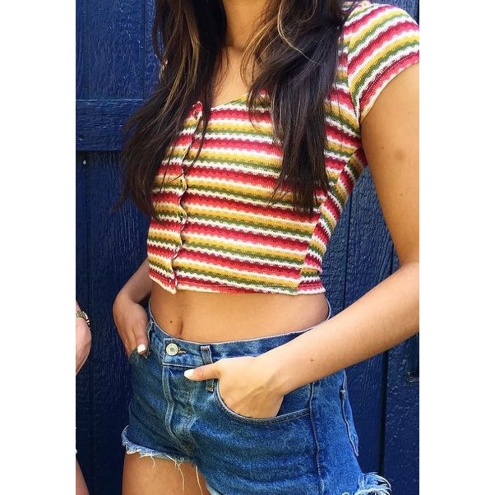 Gypsy Warrior Zigzag Flamestitch Crop Top